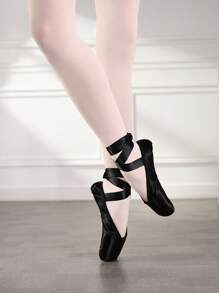 Women's Ballet Shoes, Satin Ballet Shoes, Lace Ballet Shoes, Paper-Sole Ballet Shoes - Black - View 1