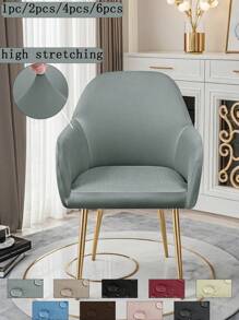 1件/2件/4件/6件装纯色牛奶丝新款弧形薄款座椅套，经典简约设计，防水（非100%防水），防尘，适用于客厅、餐厅、书房等场所，100%涤纶薄款弧形椅套，房间装饰 - 彩色 - 查看 3