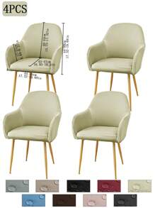 1件/2件/4件/6件装纯色牛奶丝新款弧形薄款座椅套，经典简约设计，防水（非100%防水），防尘，适用于客厅、餐厅、书房等场所，100%涤纶薄款弧形椅套，房间装饰 - 彩色 - 查看 14