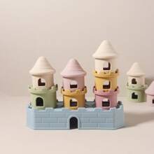 8pcs/Set Baby Silicone Stacking Castle Toys, Children's Intellectual Building Chewable Stacking Toys