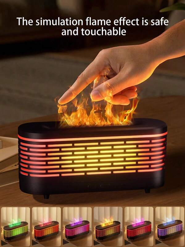 1PC Simulated Flame Aroma Diffuser Lamp – USB Powered, 7-Color RGB Light, Flame Effect Humidifier & Essential Oil Diffuser, Air Purifier With Auto Shut-Off Protection, 120ml Capacity, Ultra-Quiet Operation. Ideal For Room Decor, Office, Living Room, Study, Desktop, Birthday Gifts & Christmas Presents.