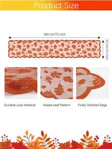 1pc Autumn Table Runner With Maple Leaves, 13x72 Inch Thanksgiving Table Runner Decor Lace Orange Table Runner Autumn Home Decor Autumn Dining Table Decor, Suitable For Harvest Kitchen Party