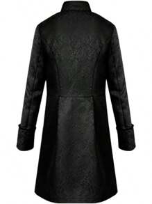 HZY Men Steampunk Vintage Costume Retro Gothic Victorian Frock Coat Uniform - 黑色 - 查看 4