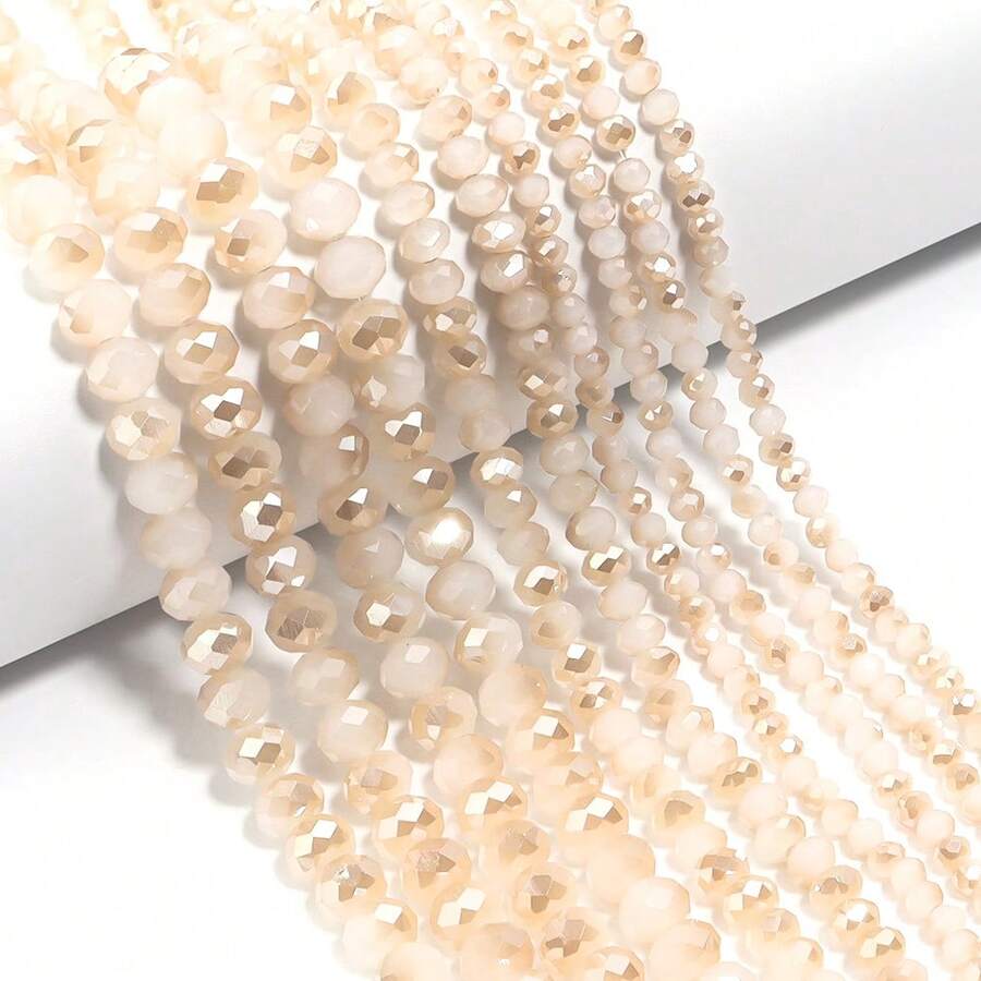 1 buah Manik Kristal Abacus Pipih Berfaset Warna Giok Putih & Amber, Manik-manik Serbaguna untuk Kerajinan Tangan DIY, Cocok untuk Gelang, Kalung, Perhiasan, Perhiasan Unik, Tali Ponsel, Gantungan Kunci, Manik-manik Grosir