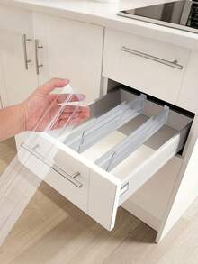قطعتان من منظم الأدراج القابل للتعديل - مقسمات شفافة قابلة للسحب متعددة الاستخدامات مثالية لتنظيم المطابخ والغرف والخزائن، حواجز متحركة متينة وأنيقة لحلول تخزين منزلية فعالة، مثالية لتنظيم العطلات والاستخدام اليومي، عزز مساحتك بأناقة وظيفية وحياة خالية من الفوضى.