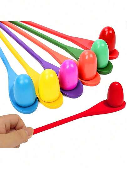 1/4pcs Wooden Egg Spoon Racing Game Set, Egg Balancing Relay Race, Suitable For Easter Egg Hunt, Outdoor Lawn Games, Easter Gifts, Birthday Gifts, Party Games, Bachelor Parties, Mother's Day Gifts, Graduation Parties, Family Gatherings, Halloween Decorations, Halloween Party Supplies, Halloween Candies, Halloween Prizes