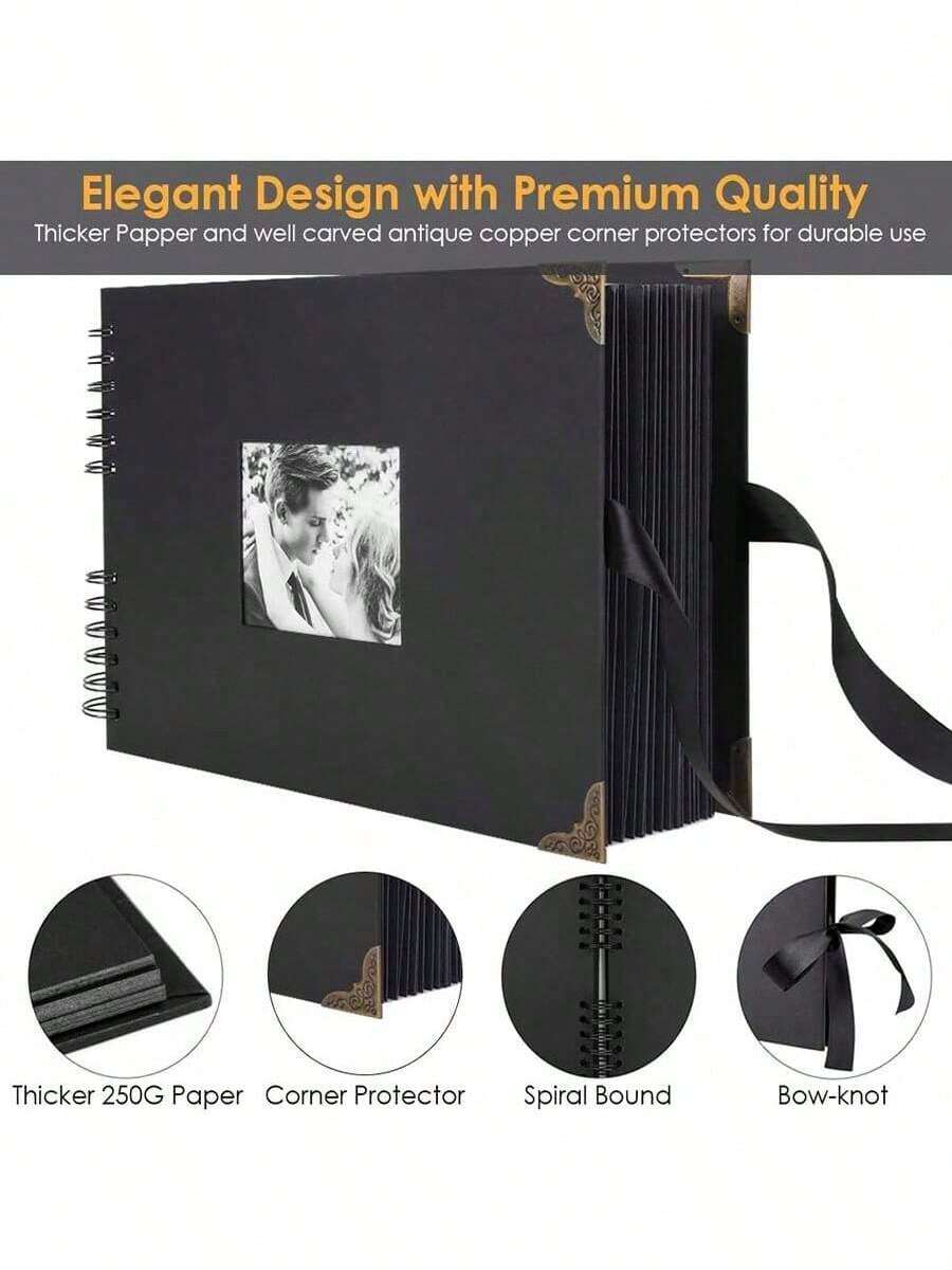 圣诞节DIY相册套装，含80页黑色内页、照片胶贴，DIY礼物，婴儿剪贴簿套装，家庭、周年纪念、生日、情人节、婚礼相册，包含贴纸，毕业礼物，家居装饰，新年礼物 - 彩色 - 查看 1