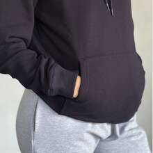 Hoodie de felpa de algodón, ultra resistente, en corte manga ranglan ultrasuave y duradera - Negro - Ver 4