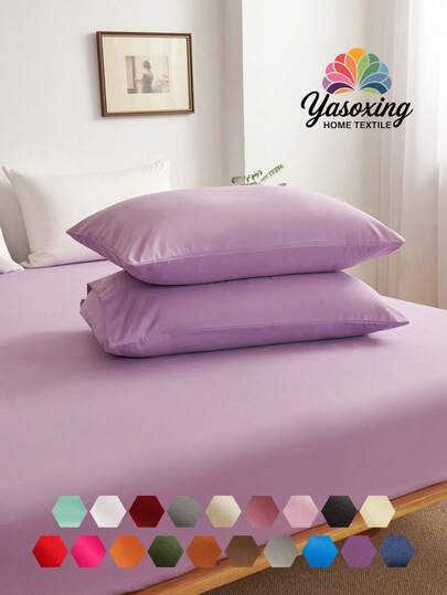 2 piezas Funda de almohada morada súper suave y lisa, cierre de sobre, unicolor, funda de almohada para dormitorio, dormitorio, ropa de cama para volver a la escuela
