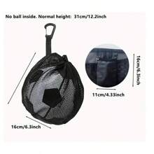 黑色便携式篮球网袋排球袋足球袋抽绳网袋旅行训练可装篮球鞋篮球包1个装 - 彩色 - 查看 3