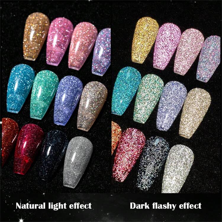 Mtssii 8 PIEZAS Juego de esmalte de uñas en gel con línea reflectante de color dorado champán, brillo, en colores rosa, plateado, negro y rojo. Esmalte semipermanente brillante y chispeante para diseño de uñas francesas, estilo graffiti y rayas. Kit de suministros para manicura DIY con efecto de remojo. - Multicolor - Añade 4