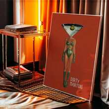 1 件脏马提尼鸡尾酒复古艺术印刷品，复古酒吧推车装饰鸡尾酒艺术帆布海报，女士复古饮料红色墙壁艺术美学房间装饰帆布画海报墙壁艺术图片影院房间家庭卧室装饰﻿ - 彩色 - 查看 8