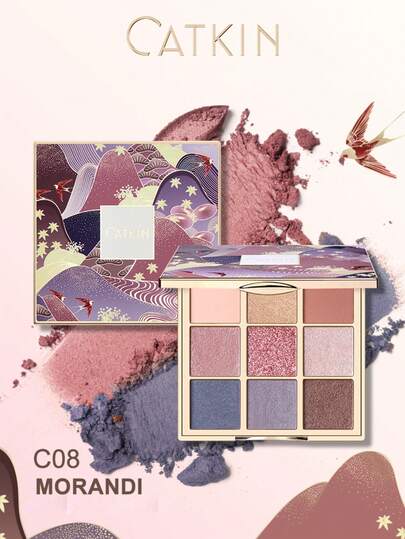  CATKIN 九色眼影盘，哑光和珠光眼影，高显色度彩妆盘，中性色调 C08 Morandi