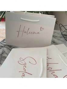 1个定制婚礼个性化礼品袋，高品质伴郎伴娘派对回礼袋，婚礼迎宾袋，回礼袋，生日礼物定制袋，永恒之爱 - 白色 - 查看 8