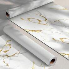 1 卷，优质大理石自粘墙纸，可移除 DIY 墙贴，防水、防油、易于维护和清洁，适用于厨房、浴室、墙壁装饰，现代简约艺术风格墙纸墙贴房间装饰壁纸贴纸墙壁卧室装饰厨房装饰家居装饰 - 白金 - 查看 5