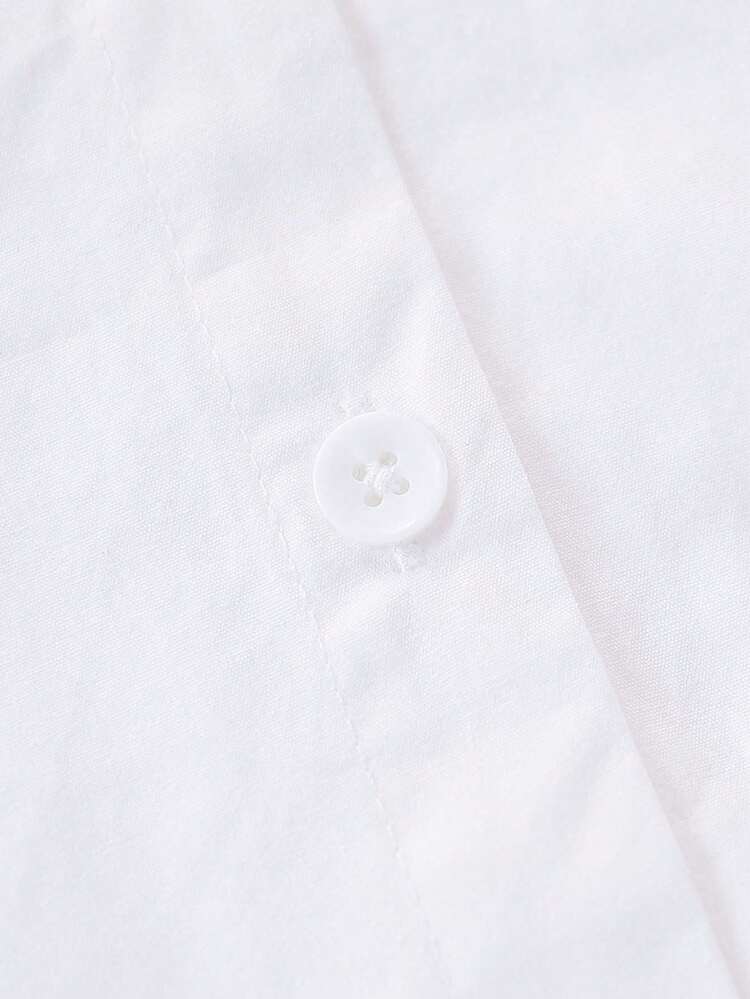 1pc Girls' Sweet Embroidered Bow Decor Frill Trim Long Sleeve Blouse, Spring/Autumn - White - View 4
