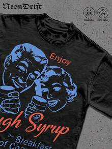 Y2k,Fun Pattern,Men's Summer Short Sleeved Pure Cotton Comfortable And Breathable Casual Outdoor Street Round Neck T-Shirt, A High-Quality Fashion Brand, A Surprise Gift For Family And Friends. - 黑色 - 查看 4