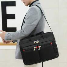 Large Nylon Men's Briefcase Executive Notebook Bag Black - màu đen - Xem 2