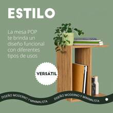 Mesa Auxiliar | Mesa Minimalista para Sala y Recámara | Mesita de Noche, Lateral o Centro de Mesa | Multiusos y Moderna | Hecho en México | Decoracion Hogar (Café, Pop) - Cafetería - Ver 4