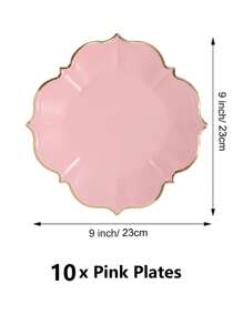 10Pcs/30Pcs-Pack Pink Paper Party Plates With Golden Foil Scalloped Edging For Birthday Wedding (9 Inches) - Pink - View 11