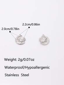 3pcs Titanium Steel Vacuum Electroplated Vintage Moon & Sun Pendant, Suitable For DIY Pendant, Earrings, Bracelet, Accessories