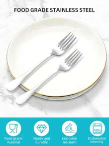 餐具餐叉套装，不锈钢叉子银器，耐用晚餐沙拉甜点叉套装，12 件套经济实惠的餐具叉，适用于家庭、厨房、餐厅、餐桌服务用品 - 镜面抛光
