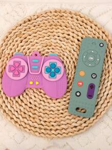 2pcs Silicone Teethers - Remote Control & Game Controller Teething Toys, Educational & Fun Sensory Chew Toys For 6-12 Months Babies