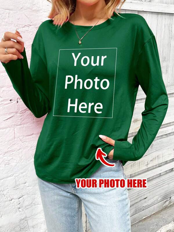 Plus Size Customized Graphic Print Long Sleeve Pajama Top, Fall, Cozy, Christmas