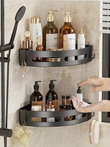 2pcs Corner Shower Caddy, Thickened PP Material Bathroom Storage Rack, Indoor Shower Shelf, Shower Wall Shampoo Rack, Kitchen Bathroom Storage Box, Shower Basket, Space-Saving Triangular Rack - Durable Wall-Mounted Bathroom Shampoo, Body Wash And Cosmetics Storage Rack - Easy Installation, Anti-Slip Design, Bathroom Accessories, Mother's Day Gift