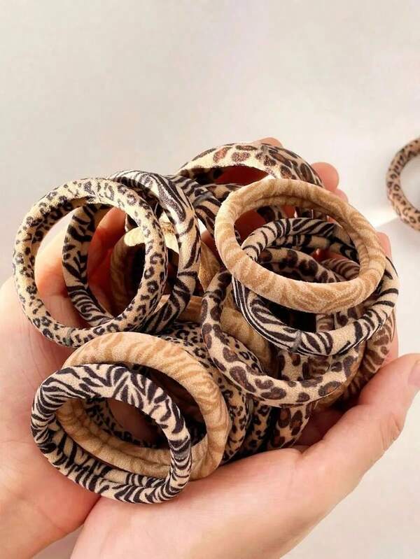 5/50PCS Women All-Match Leopard Print Elastic Hair Ties, High Stretchy No-Damage Scrunchies, Fashion Versatile Elegant Minimalist Hair Accessories For Daily, Casual, Party, Work, Travel, Washing Face, Makeup, Hairstyle Decor Ponytail Holders, Hair Bobbles