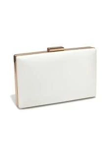 Bolsas de Festa de Couro Sintético Branco com Design de Aba e Corrente de Ombro, Bolsas de Embreagem Pequenas para Casamento, Festa e Jantar