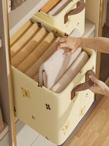 1 pieza Caja de almacenamiento de ropa plegable y plegable con asa, gran capacidad, cesta de almacenamiento portátil reforzada para ropa de cama, edredón, ahorro de espacio en el armario, dormitorio, hogar, dormitorio, cesta de lavandería, organizador de juguetes