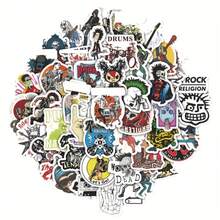 Rock Music Themed Stickers, Classic Punk Metal Band Stickers, Rock Party Gift Supplies Stickers, Holiday Gifts, Birthday Gifts, Wedding Gifts, Pack Of 59 Pieces Suitable For Girls And Boys Water Bottle Waterproof