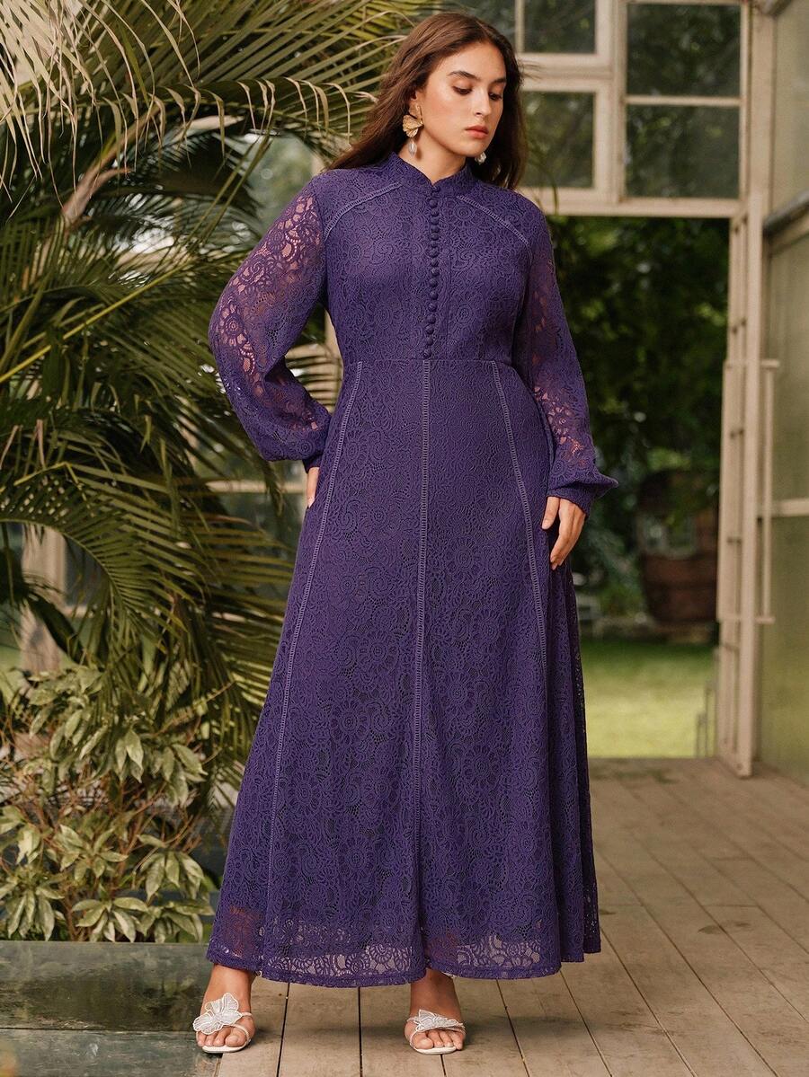 Anewsta Spring Outfits For Women Elegant Long Lace Swing Dress - View 1