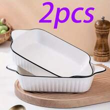 Design - Small Ceramic Baking Dish, Rectangular Bakeware With Handles, Oven Safe & Microwave Safe