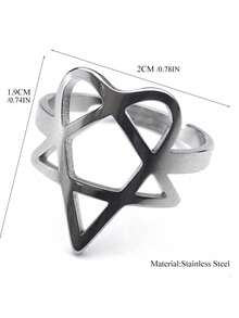 Heartagram 象征 HIM 音乐乐队戒指 男女款 不锈钢镂空重金属指环 - 戒指 - 查看 3