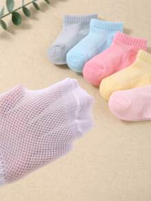 20/10/1 زوج جوارب كاحل شبكية قابلة للتنفس للأطفال الرضع، مناسبة للأطفال الذين يتعلمون المشي. باردة ومريحة للارتداء في الصيف، مناسبة للأولاد والبنات. جوارب رياضية بسيطة وعادية مع مرونة جيدة، لا تنزلق بسهولة. - متعدد الألوان - مشاهدة 2