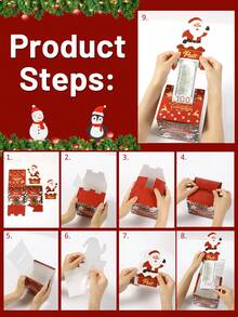 1 set cutie cadou extractibilă cu bani de Crăciun fericit, cutie cadou surpriză Moș Crăciun, decorațiune de Crăciun, ornamente de Crăciun, suport distractiv pentru bani surpriză pentru prieteni, iubite, soții, surori, accesoriu perfect pentru petrecerea de sărbători, cadou de petrecere de Crăciun, favoare pentru petrecerea de sărbători, decor de Crăciun - roșu - Vizualizare 7