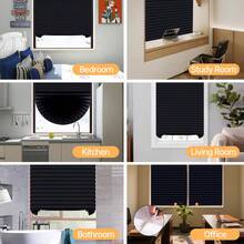 3pcs/Set, Multi-Color & Size Options, Minimalist Pleated Curtain, Clever Semi-Sheer Breathable No-Drill Easy Installation, Pull-Up Design, Customizable Fit For All Rooms, Adds Elegant Vibe To Space - Multicolor - View 2