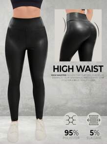 LoveMyFashions High Waisted PU Leather Leggings  Plain  Casual  Party  PU Leather      Wet Look Shinig  Night Out  Holiday  Daily