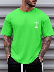 Men's Oversized Coconut Tree T-Shirt 100% Cotton From S To Plus Size G3 - 綠旗 - 查看 1