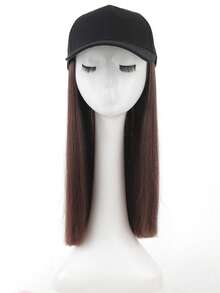 Baseball Cap With Hair Extensions For Women Adjustable Hat With Synthetic Wigs Attached Long Straight Hair Black Baseball Cap Suitable For Daily Wear By Women And Gatherings - Multicolor - View 12