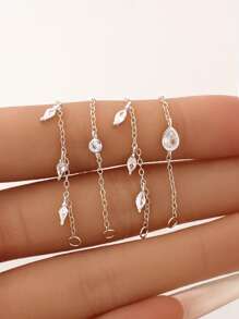 1piece 925 Sterling Silver Chain Earring Jacket Fringe Dangle Chain Charm Accessory Convertible Chain Earring Chain Attachment Chain Connector Piercing,Suitable For Women, Girls, And Men For Daily And Party Wear - Silver - View 3