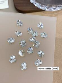 5Pcs/30Pcs/50Pcs Mixed Size Luxury Nail Rhinestone Decorations, New Sparkling Alloy Stacked Rhinestone, Crystal Oblique Heart & Square Nail Charms, Diy Nail Supplies Nails Nail Gems