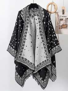 1 chiếc khăn choàng Jacquard chắp vá hình học thoải mái - Nhiều màu - Xem 28