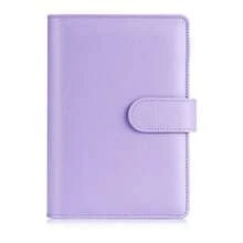 Sooez A5 Notebook Binder, 6 Ring Planner With Stylish Design, Loose Leaf Personal Organizer Cover With Magnetic Buckle Closure, PU Leather Binder For Women With Macaron Colors (Navy Blue)-199606 - Lavender - 查看 8