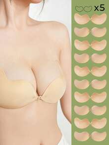 1/2/4 件粘性硅胶露背聚拢文胸，可重复使用，前扣式文胸，丰胸 - 透气亲肤罩杯，适合 A-D 罩杯，深 V 露背连衣裙 - 彩色 - 查看 51