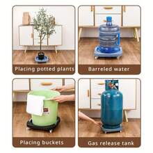 1pc Adjustable Plastic Bucket Base With Caster Wheels, Heavy Duty Mobile Stand, Suitable For Water Bottles And Gas Cylinders, Multi-Functional Kitchen Storage Rack - Multicolor - View 10