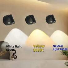 2pcs ABS Material LED Wall Lamp, USB Powered, 360° Rotatable Night Light, Touch Switch, 3-Color Adjustable, Modern Standalone Or Magnetic Wall Mounted Spotlight Suitable For Indoor/Outdoor/Living Room/Dining Room/Bedroom/Bar Decor