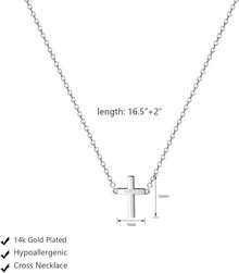 Cross Necklace For Women, Dainty 18K Gold Plated/Sterling Silver Small Cross Pendant Necklace Simple Gold Cross Necklaces For Women  Faith Jewelry Gift2025 - 小十字銀 - 查看 2